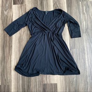 Black Mock Wrap Dress